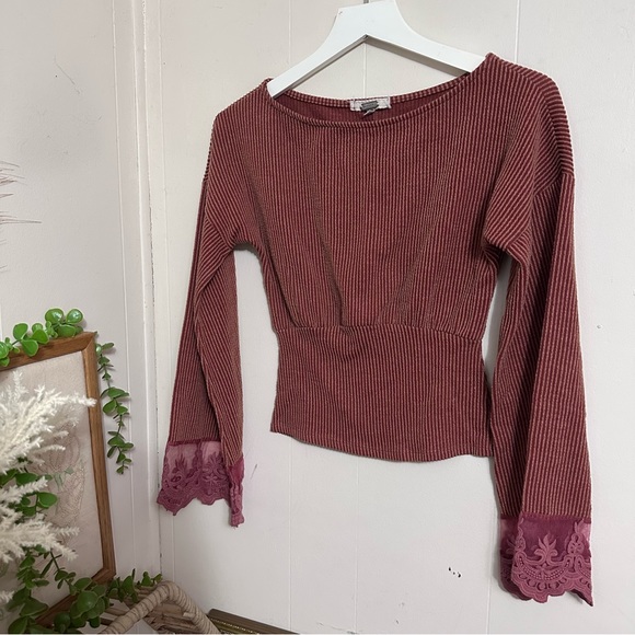 BKE gimmicks washed rib knit top in rust (XS) - Picture 3 of 8